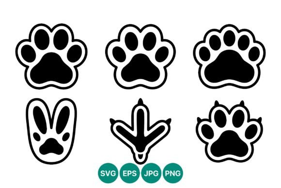 Animal Paw Prints Vector Set: Graphics & Illustrations