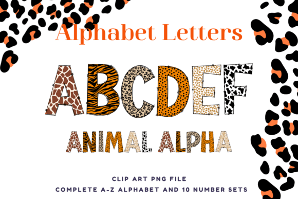 Animal Skin Doodle Alphabet Letters Set6