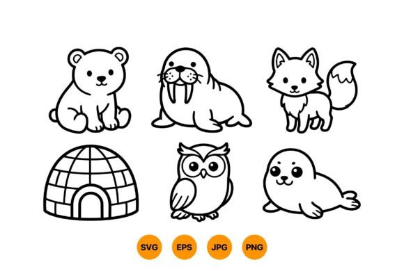 Arctic Animal Clipart Pack: Playful Illustrations & Graphics