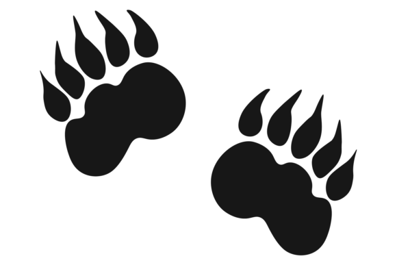 Bear Footprint Icon: Wild Animal Track L Graphics & Illustrations