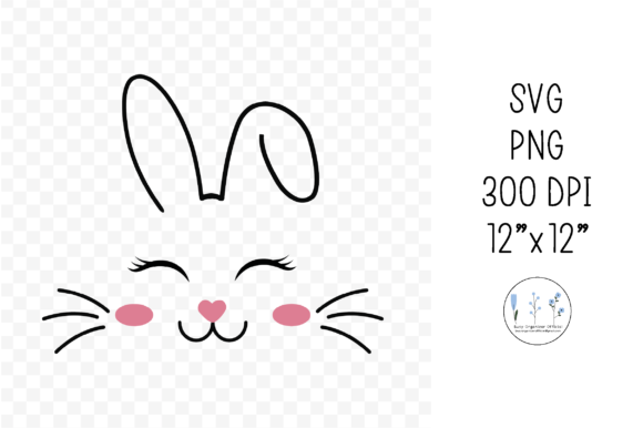 Bunny Face Easter Rabbit Cute Animal Graphics & Illustrations