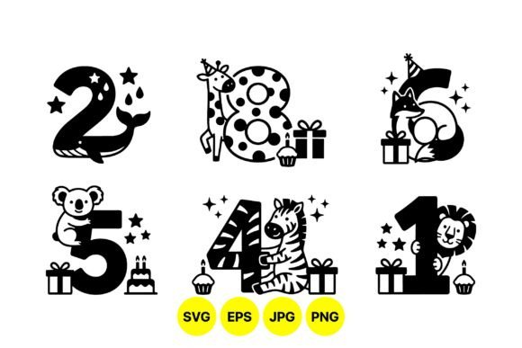 Cute Animal Birthday Numbers
