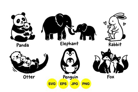 Cute Animal Family Clipart Set: Graphics & Illustrations for Handmade Brands