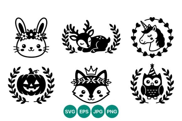 Cute Black White Animal Icons: Graphics & Illustrations for Local Branding