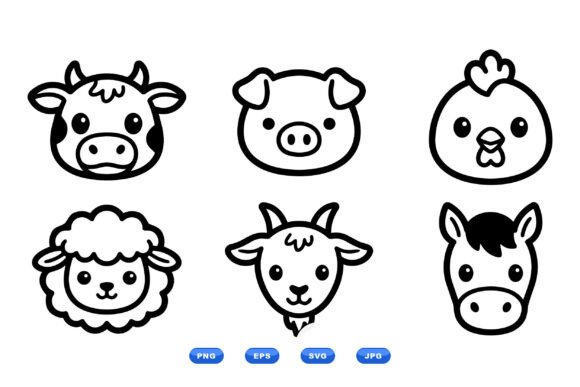 Cute Farm Animal Clipart Pack: Graphics & Illustrations for Sellers
