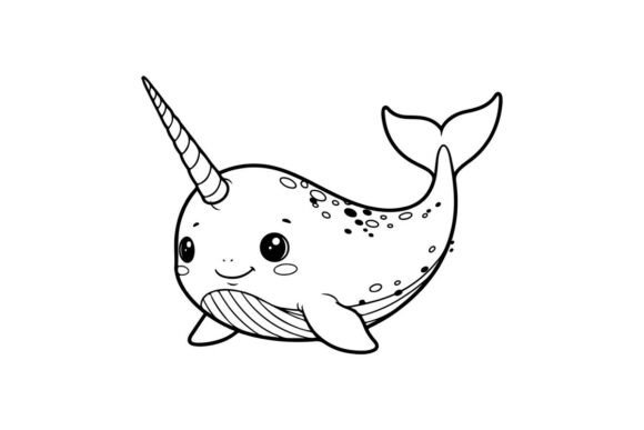 Cute Smiling Narwhal Vector I: Graphics & Illustrations
