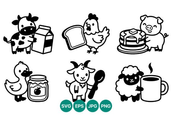 Farm Animal Food Line Art