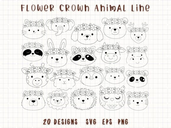 Flower Crown Animals SVG: Illustrations & Graphics for Local Branding