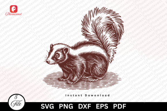 Forest Animal Hand Drawn Skunk SVG PNG Graphics & Illustrations