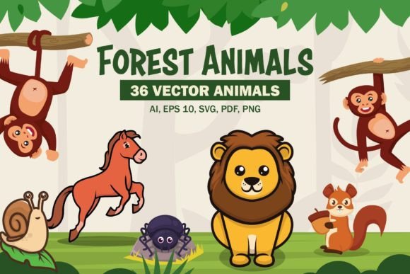 Forest Animal Mascot Design Template: Graphics & Illustrations