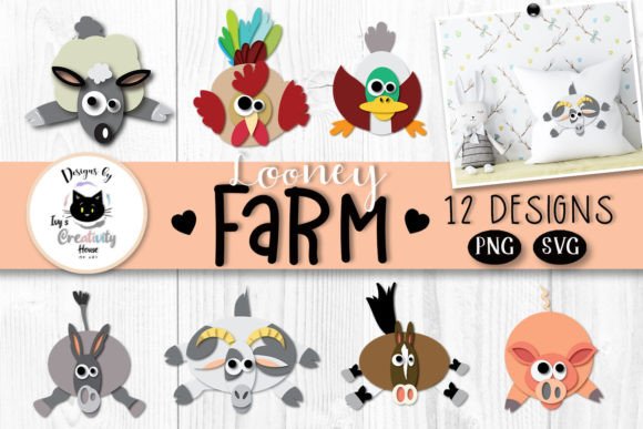 Funny Farm Animal Clipart Farm SVG: Graphics & Illustrations