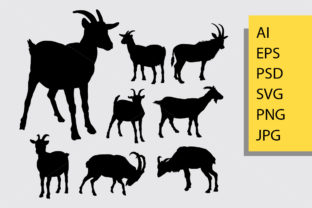Goat Animal Silhouette Graphics & Illustrations