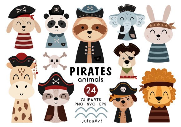 Pirate Animal Clipart: Cute SVG/PNG Graphics & Illustrations
