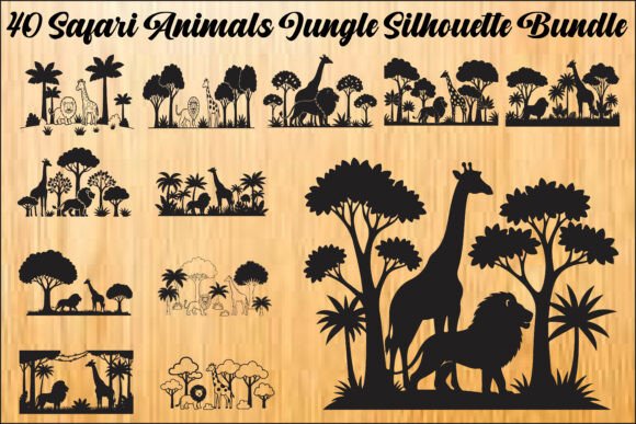 Safari Jungle Animal Silhouette Bundle